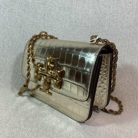NEW Tory Burch Eleanor Gold Embossed Leather Small Convertible Shoulder Bag AUTH - Picture 3 of 16